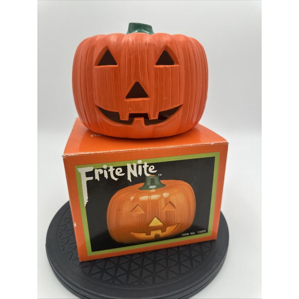 Vintage Frite Nite Votive Candle Holder Ceramic Handpainted Pumpkin